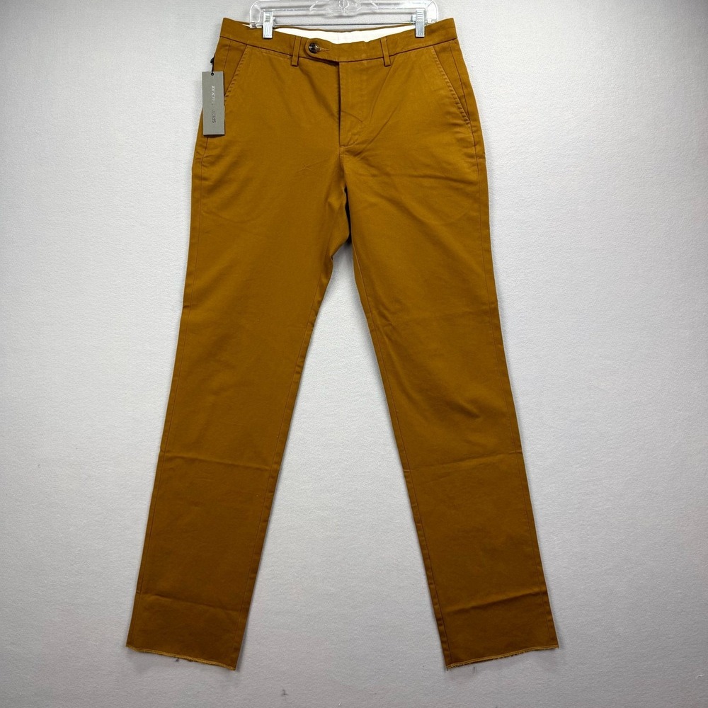 Spier & Mackay Chino Pants Mens 34 Copper Stretch Unhemmed Contemporary NEW